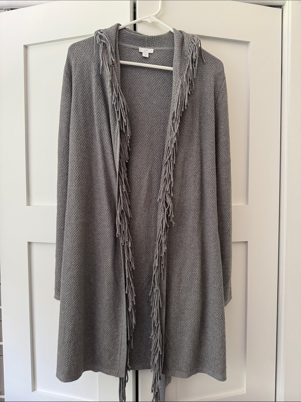 J. Jill Gray Open-Front Fringe Knit Cardigan
